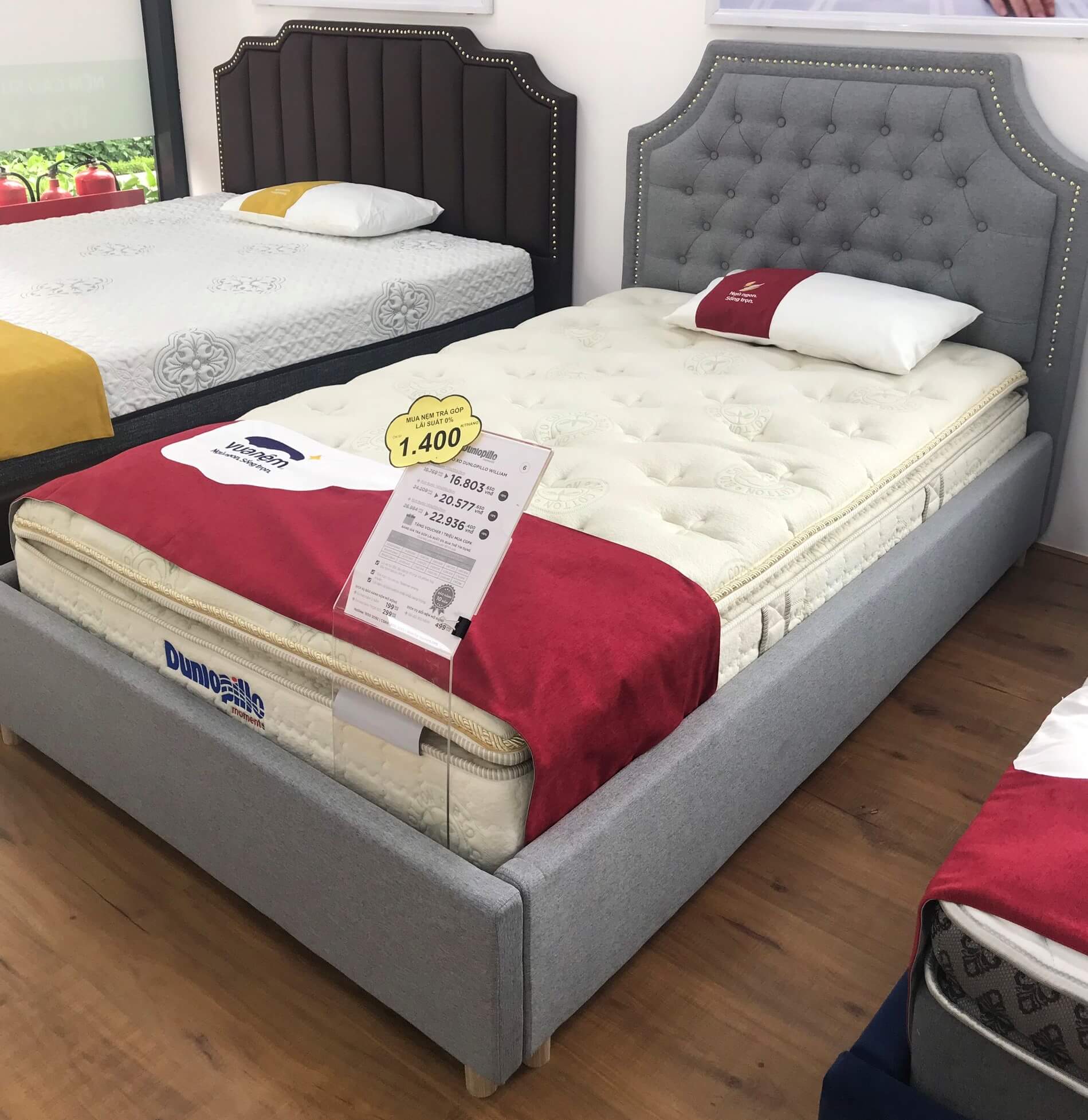 Giường vải Goby Funi V1 Nỉ Màu Xám - Hình ảnh 2